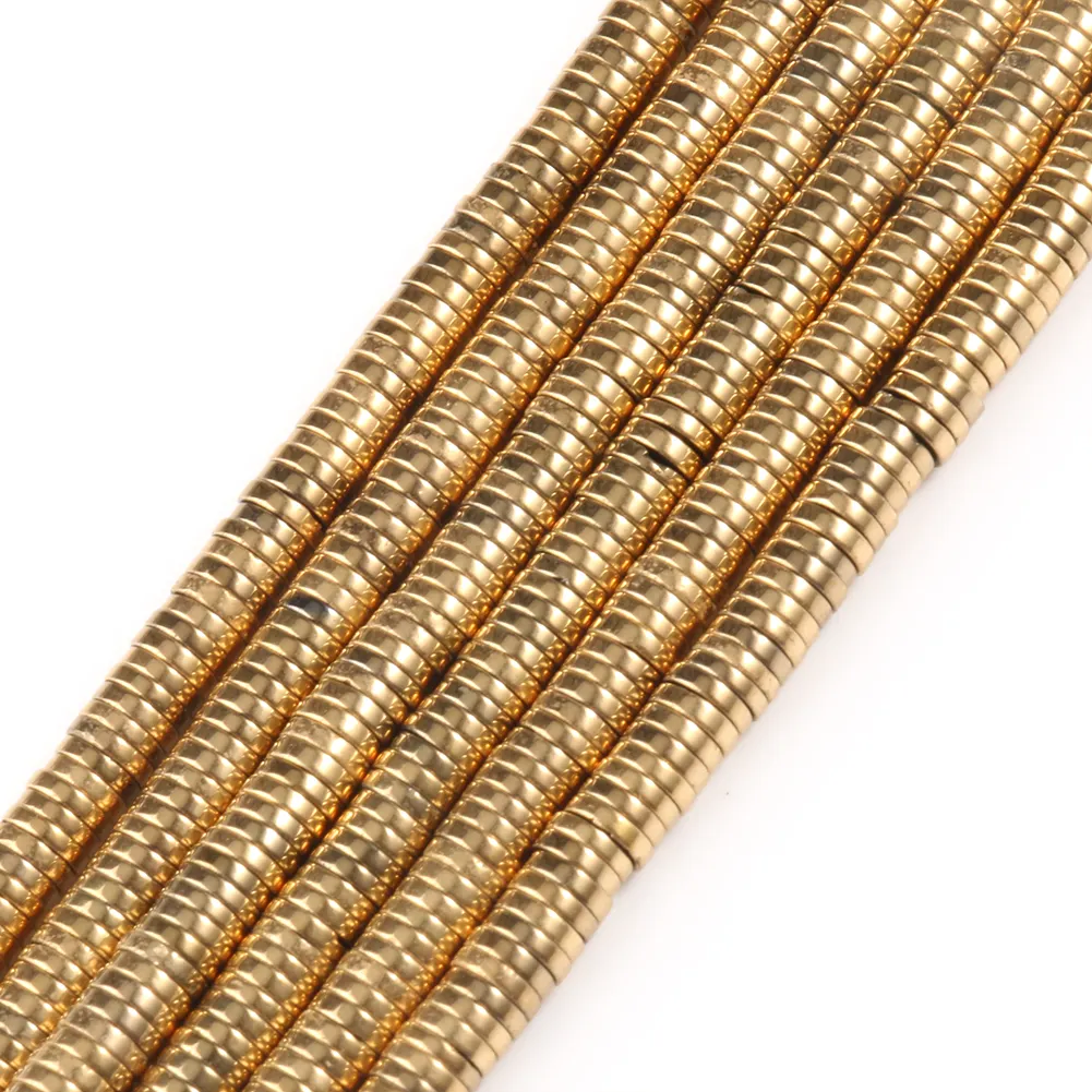 2/3/4mm phẳng Vòng vàng chính hãng mạ Hematit đá hạt rondelle Spacer hạt cho đồ trang sức đánh dấu