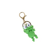 Porte-clés pendentif en peluche naturelle au crochet fait main, mignon, avec grands yeux et bouche, en forme de grenouille, canard ou poisson, cadeau créatif, ornement suspendu de dessin animé