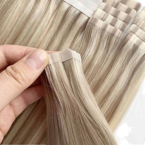 Extensiones de Cabello Humano Remy Ruso Virgen 100% Sin Procesar, Doble Trama a Máquina, <span class=keywords><strong>con</strong></span> Cinta Adhesiva, Calidad Profesional, Rubio Ceniza, Precio de Fábrica - Product Image 1