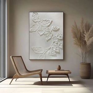 Art mural 3D, peinture abstraite Wabi Sabi blanche sur toile, art mural contemporain pour la décoration moderne de la maison et de la galerie - Product Image 3
