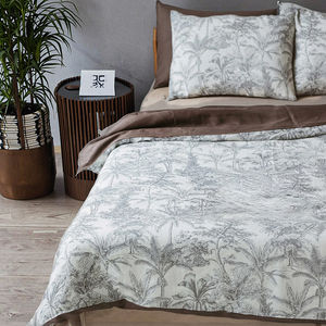 Set seprai Linen Eropa Logo cetak reversibel desain kustom Set selimut penutup - Product Image 2