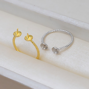 Anillo Abierto Ajustable de Plata S925 para Joyería DIY con Perlas, Doble Cuentas y Diseño de Espiral, Tamaño 6mm - Product Image 2