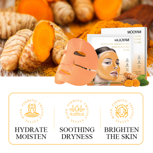 Mascarilla facial de extracto de cúrcuma de marca privada OEM para calmar, iluminar y mejorar la piel oscura, mascarilla facial reparadora antioxidante. - Product Image 5