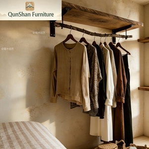 Porte-vêtements mural en bois massif, style minimaliste, pour chambre à coucher, pour enfants - Product Image 5