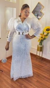 Robe africaine en queue de poisson à sequins de qualité supérieure Robe de soirée à manches courtes pour femmes Robe longue de soirée élégante pour soirée - Product Image 5