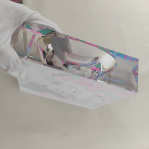 큐브 아크릴 사탕 그릇 화려한 아크릴 사탕 접시 사각형 네온 루사이트 사탕 그릇 - Product Image 5