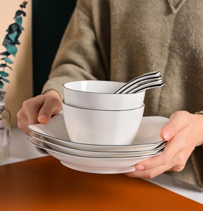 Nouvelles services <span class=keywords><strong>de</strong></span> <span class=keywords><strong>vaisselle</strong></span> en porcelaine osseuse <span class=keywords><strong>de</strong></span> Jingdezhen <span class=keywords><strong>de</strong></span> style chinois, en céramique blanche, <span class=keywords><strong>pour</strong></span> 4 à 8 <span class=keywords><strong>personnes</strong></span>, Joyeux et Porte-Bonheur - Product Image 6