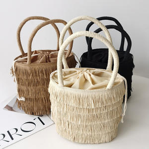 Designer <span class=keywords><strong>Raffi</strong></span> Fashion Crochet Paille Tissage Sac à Main avec Gland Cordon Fermeture Portable Femmes Sac de Plage Été - Product Image 5