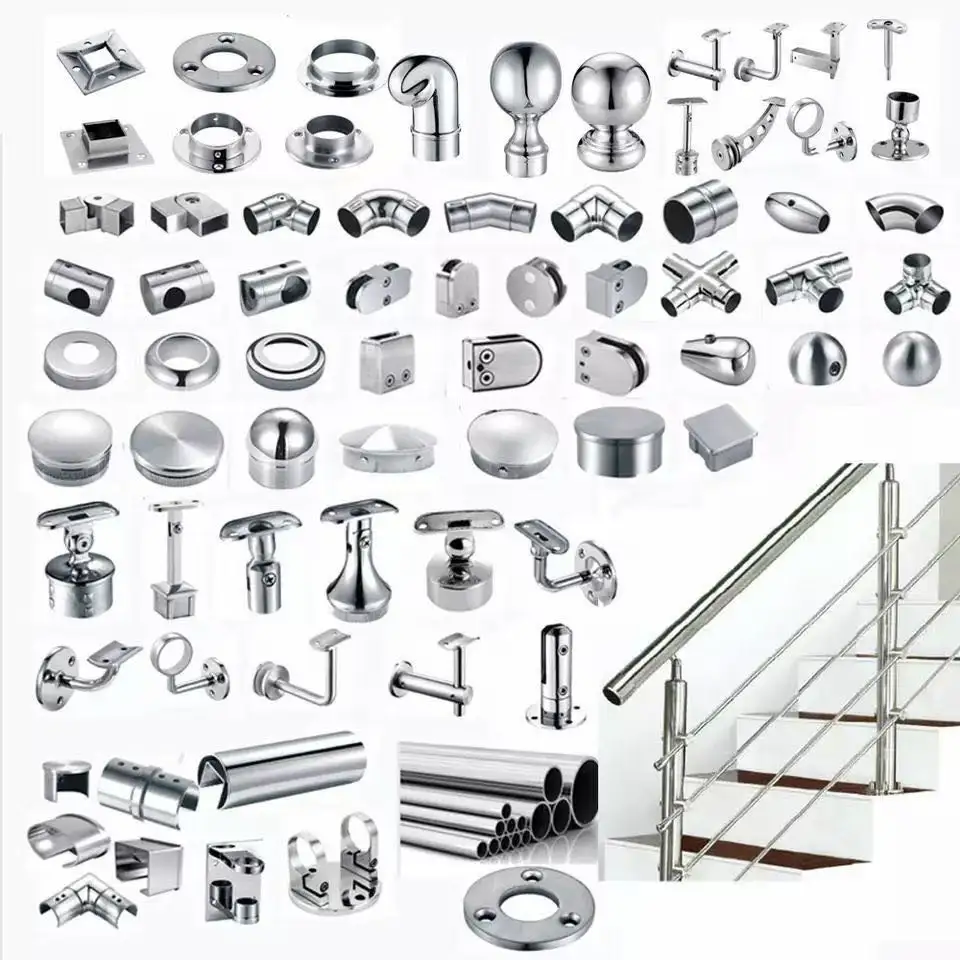 Handrail hardware 316 304 201 stainless steel handrail accessories fitting glass to glass accessories for railing