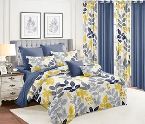 Printed Microfiber Bedding Set Comforter Set With Matching Curtains Cheap Price Room Set