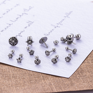 1 parça Vintage yeni gotik siyah paslanmaz çelik iskelet kafatası küpe erkekler kadınlar takı için serin yıldız 16G kulak manşet Piercing Ea - Product Image 5
