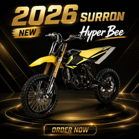 Moto tout-terrain électrique Surron Hyper Bee 2026 avec roues avant de 14 pouces et arrière de 12 pouces pour le tout-terrain technique
