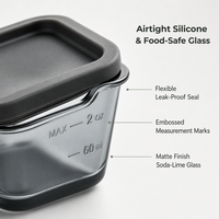 Lot de 4 contenants alimentaires carrés mini en verre sodocalcique de 60 ml, peints par pulvérisation, avec couvercle en silicone, couleur personnalisée, pour sauces