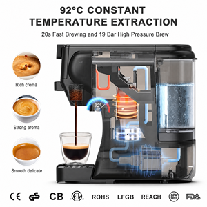 เครื่องชงกาแฟ19Bar แบบหลายแคปซูลเข้ากันได้กับ kcup, Nespresso, <span class=keywords><strong>Dolce</strong></span> <span class=keywords><strong>Gusto</strong></span>, กาแฟบด & ESE pods - Product Image 2