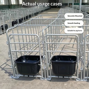 Large Sow Feeding <strong>Trough</strong> Steel Plate Pig Feed Bin Farrowing Crate Gestation Stall Black Model 45*38*23cm - Product Image 5