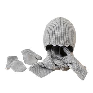 Ensemble de gants et écharpe en cachemire et cachemire unisexe de 3 pièces, ensemble de foulards et de bonnets côtelés doux pour garçons et filles - Product Image 4