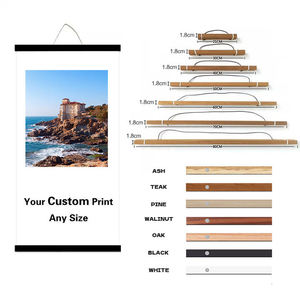 Support magnétique pour affiches en bois de teck avec corde de suspension pour affiches A4 A3, toiles, photos, impressions d'art, affichage mural, bureau, salon - Product Image 2