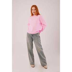 Pull en maille décontracté à col rond rose pour femme, fin, en cachemire, taille XS, logo sur le devant, motif imprimé d'hiver, vente en gros - Product Image 3