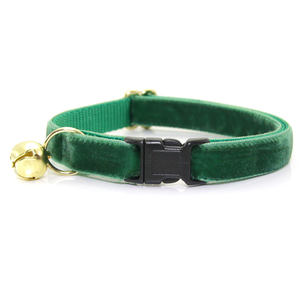 Collar de gatito con hebilla de liberación rápida de seguridad, collares de gato de terciopelo doble hechos a mano con campana - Product Image 1