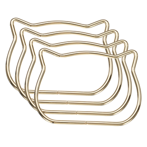 Handbag Metal Handle Grip Accessories with Cat Head Trapezoidal Design and Round Half Pull Ring - Product Image 1