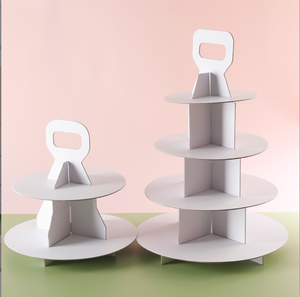 Soporte de cartón para Tartas, caja de almacenamiento portátil de varias capas para postres, tartas, té de la tarde familiar - Product Image 5