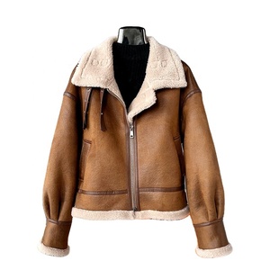 Veste courte chaude en laine d'agneau et peau de mouton pour femme, modèle JT440, nouvelle collection hiver <span class=keywords><strong>2023</strong></span>, en promotion - Product Image 1