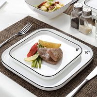 Assiette carrée en céramique personnalisée avec logo, vente en gros, assiette de service en porcelaine blanche, OEM ODM, vaisselle pour restaurants et hôtels, commandes en gros