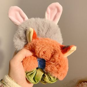 Lindo Animal <span class=keywords><strong>Paradise</strong></span> Fox Orejas de conejo Fluffy Hair Tie Plush Large Scrunchie Accesorio para el cabello para mujeres Hecho de material de acetato - Product Image 2