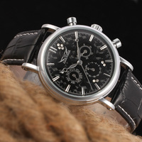 Herren uhr Skeleton Automatic Mechanical Echt leder Chronograph Top Marke Luxus Sport uhr für Herren Orologio Automatico