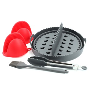 Lot de 6 doublures rondes en silicone pour friteuse à <span class=keywords><strong>air</strong></span>, avec gants, pinces, brosse et séparateur – Accessoires réutilisables antiadhésifs pour friteuses à <span class=keywords><strong>air</strong></span> de 3 à 6 QT - Product Image 3