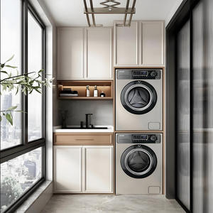 Panel de puerta de laca crema personalizado, superficie moderna, Mini combinación inteligente, <span class=keywords><strong>lavabo</strong></span>, mesa de mano <span class=keywords><strong>para</strong></span> armario de baño de Hotel - Product Image 2