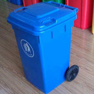<b>Plastic</b> Trash Can 100L Wheeled Rectangular HDPE Recycling Indoor Outdoor Use - Product Image 1