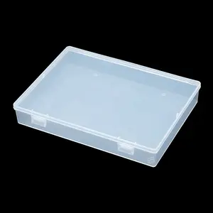 Boîte de rangement en plastique transparente, boîte de rangement rectangulaire portable et dure, emballage en plastique