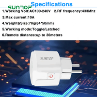 Prise de télécommande sans fil RF 433MHz AC 110V 220V 16A Standard UE avec télécommande ronde pour appareils ménagers