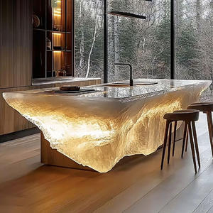 Mostrador de recepción de cristal hecho a medida R070, mostrador frontal de cristal transparente, muebles comerciales de lujo para uso empresarial - Product Image 3