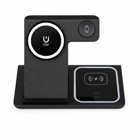 Chargeur sans fil magnétique pliable 4 en 1, station de charge 15W avec veilleuse pour téléphone, montre, écouteurs, maison, bureau, voyage