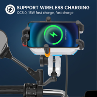Soporte Ajustable para Espejo de Scooter, Material de PC Impermeable, Soporte para Teléfono de Motocicleta Antichoque de Seis Garras con Carga Inalámbrica