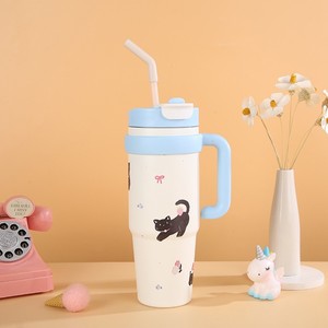 Silverjet Stainless Steel Tumbler 1000ml <b>With</b> <b>Straw</b> And Handle For School Office Car Home Use BPA Free Vacuum Insulated - Product Image 6