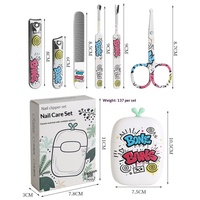 Ensemble de coupe-ongles Graffiti 6 pièces, ensemble de manucure portable créatif pour la maison et les voyages, outil de soin des ongles facile à ranger