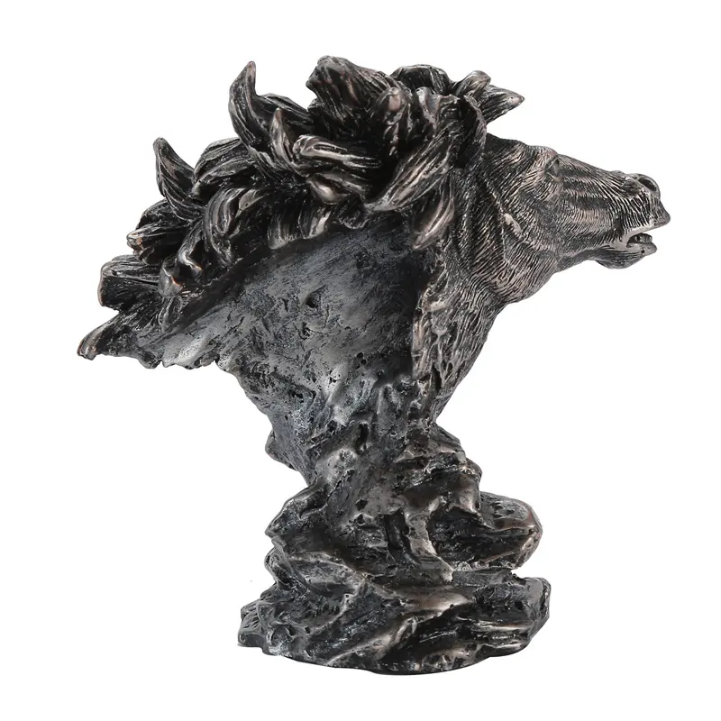 Statue de tête de cheval moderne décor de comptoir figurine de tête de cheval en résine ornements décoratifs pour la maison buste de cheval figurine sculptures de tête
