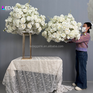LEDA, Novedad, Bola de Rosas Blancas de Seda Sintética 5D de Lujo y Alta Calidad, Grande, 60 cm, Centro de Mesa para Bodas y Decoración de Mesa - Product Image 2