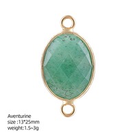 Connecteur en pierre naturelle 13x25mm, forme ovale, pendentif en cristal facetté, plaqué or, pour la fabrication de colliers, bracelets et bijoux
