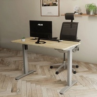 Bureau d'ordinateur électronique réglable en hauteur à double moteur Sunshine, prêt à être expédié, avec surface en bois et structure métallique extensible