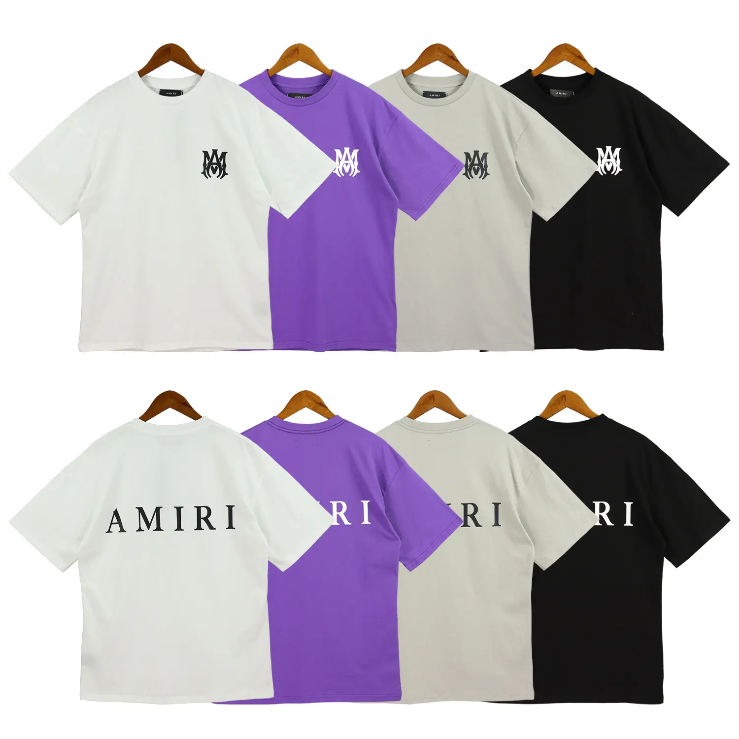 fashion brand Amiry short sleeved Solid color slogan print casual 100% cotton short-sleeved T-shirt for men and women clothing