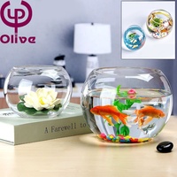 Décoration de table pour mariage, bureau, maison, vase à fleurs en verre, aquarium, aquarium, forme ronde et claire, petit bol à poissons
