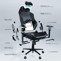 Chaise de Gaming Haut de Gamme en Cuir Premium, Mousse Haute Densité, Accoudoirs 4D, Plateau Relevable, Dossier Haut Ajustable, Base en Aluminium, Roulettes Fluides pour Adultes