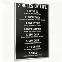 Letrero Metálico de Aluminio Inspirador para Colgar en la Pared, Decoración de Ramadán para Dormitorio de Adolescentes y Oficina, 7 Reglas Motivacionales para la Vida, 8x12