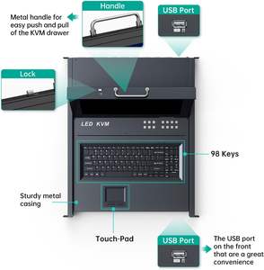 Commutateur <span class=keywords><strong>KVM</strong></span> monté sur rack MT-Viki, 8 ports, moniteur LCD 17'', support rack 1U 19'', clavier <span class=keywords><strong>intégré</strong></span> OSD/clavier à touches de raccourci, pavé tactile, 8 câbles - Product Image 6