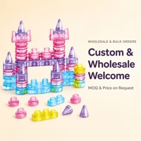 Blocs de construction en plastique super doux pour tout-petits, ensemble de 40 pièces translucides pastel avec modèles de château et de canard