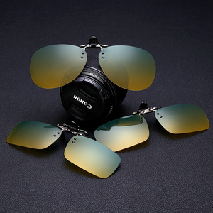 Clip-On Sunglasses Lenses Resin UV400 Metal <b>Frame</b> For Night Driving Day Use Square Toad Style - Product Image 1